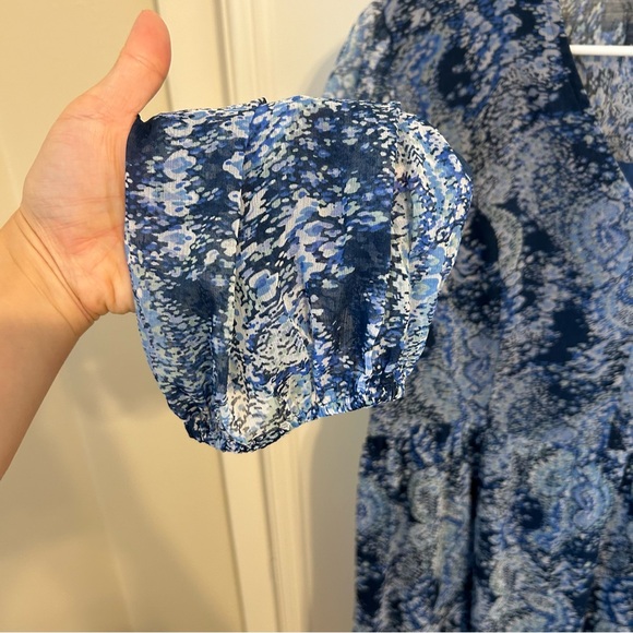 Joie Blue Parisian Paisley Watercolor Boho Dress Large Long Sleeve L - Picture 10 of 15